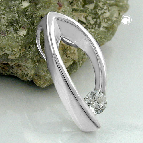 Pendentif argent sterling zircon cubique vue de profil