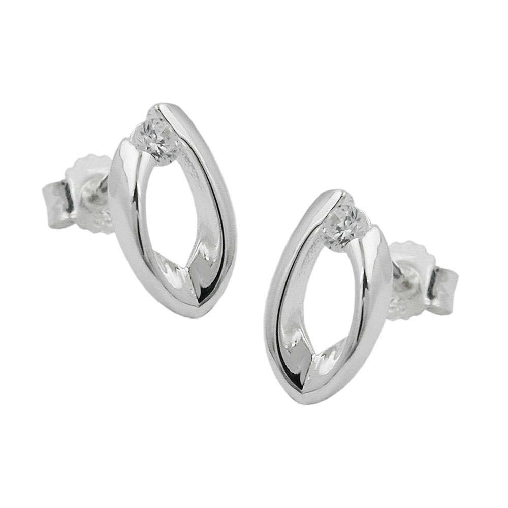 Boucles d'oreilles argent 925 avec zirconium, vue de face