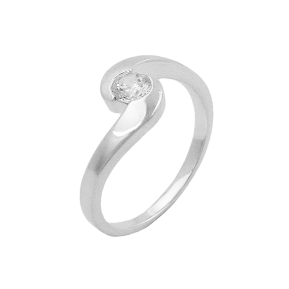 Bague argent 925 avec zircone blanche ronde