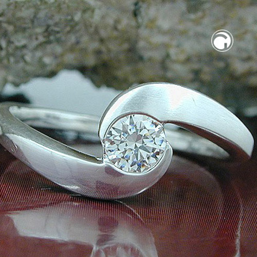 Bague argent sterling zircone cubique blanche