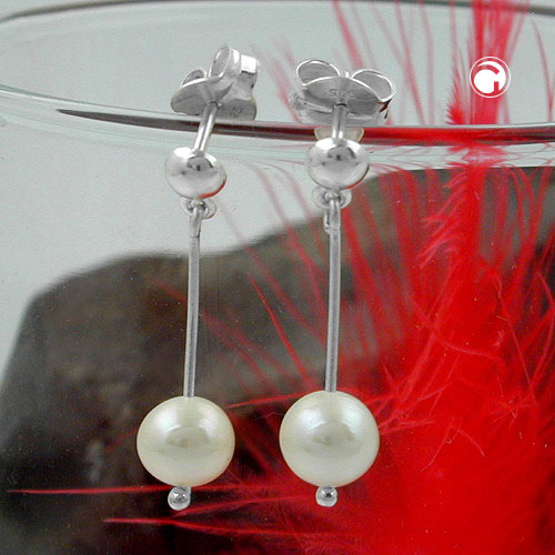 Boucles d'oreilles puce argent sterling perles d'eau douce