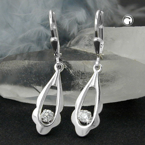 Paire de boucles d'oreilles argent sterling design chic zirconia