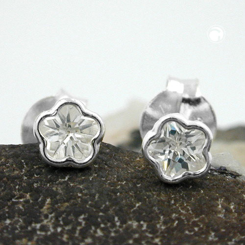 Paire de boucles d'oreilles argent sterling forme fleur