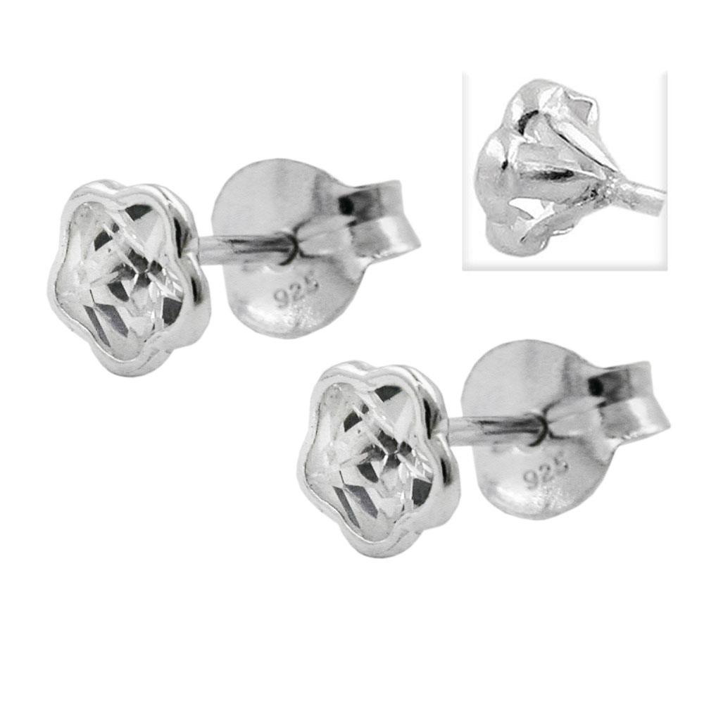 Boucles d'oreilles argent 925 fleur zirconia