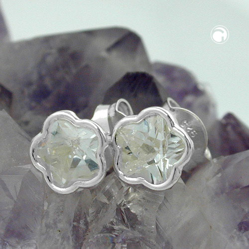 Paire de studs argent motif floral zirconia