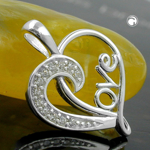 Pendentif argent coeur Love vue de face