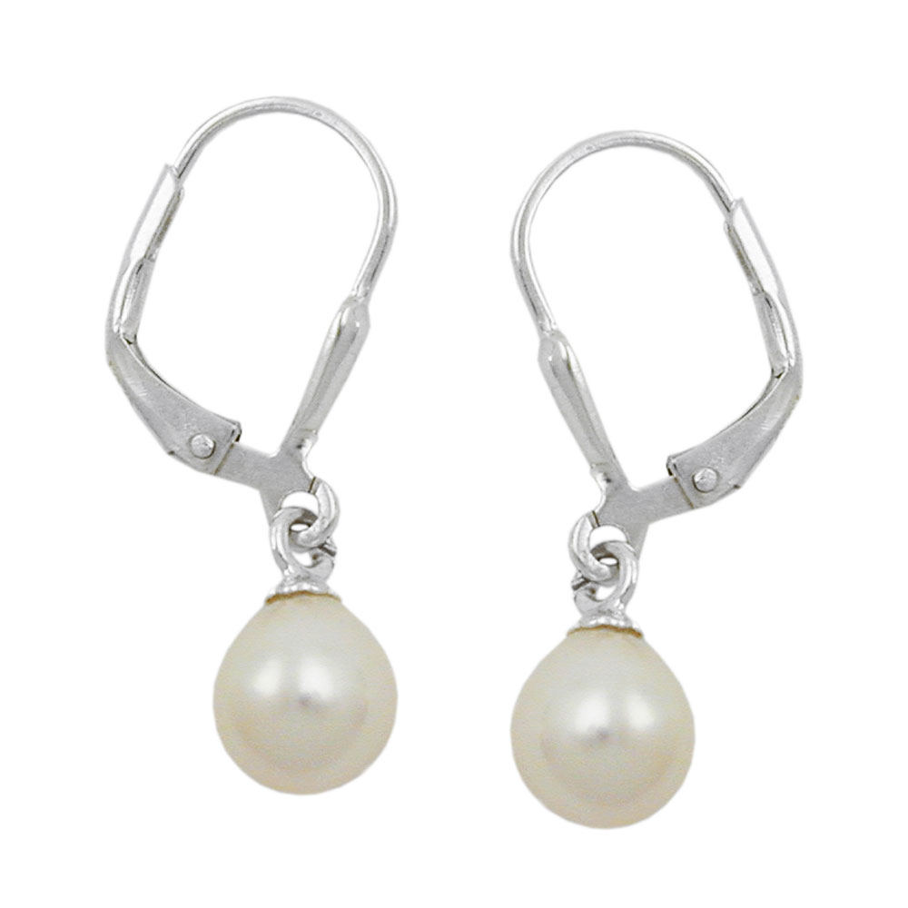 Boucles d'oreilles argent 925 perle d'eau douce fermoir levier