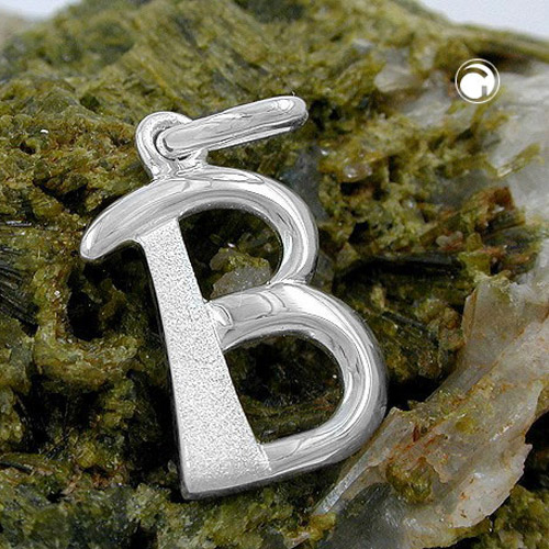 Pendentif lettre B argent sterling, style chic, vue de profil