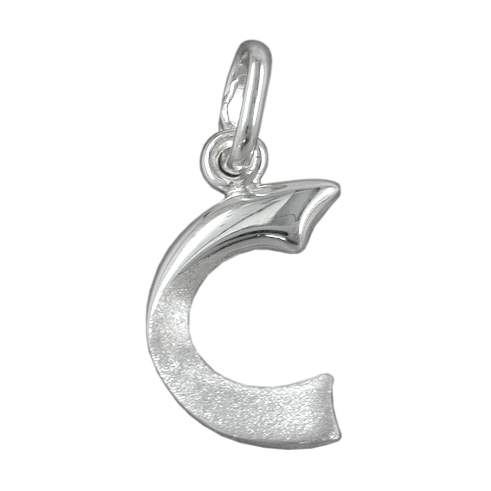 Pendentif initiale C en argent 925 mat et brillant