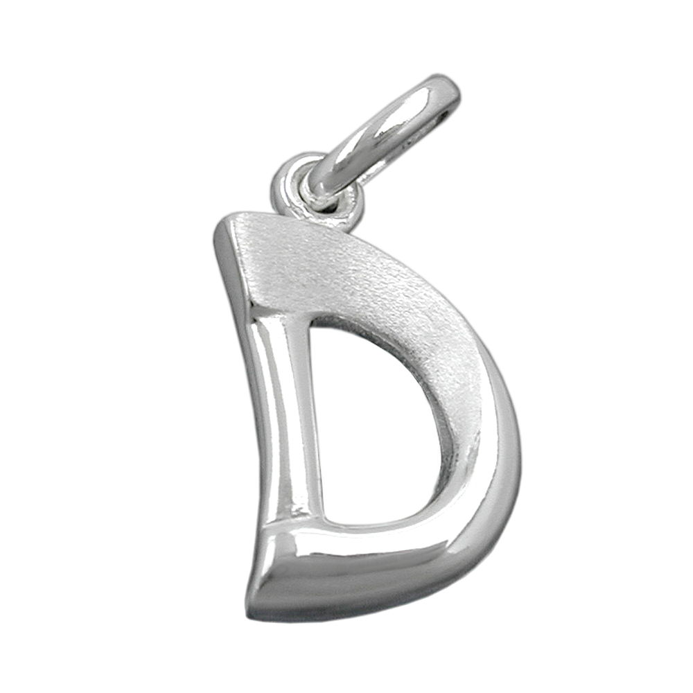 Pendentif initial D en argent 925/000 vue face