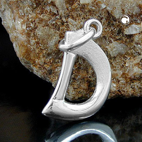 Pendentif lettre D argent sterling mat et brillant