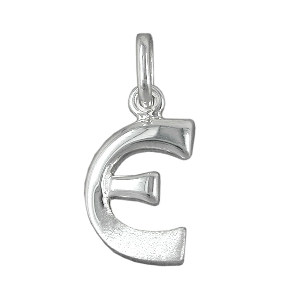 Pendentif argent 925 lettre E, finition mate et polie