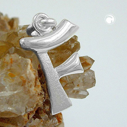 Bijou pendentif argent sterling forme lettre F vue de profil