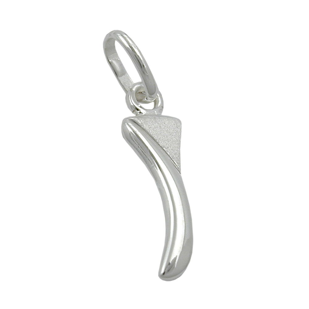 Pendentif initial I en argent sterling 925, finition mate et polie