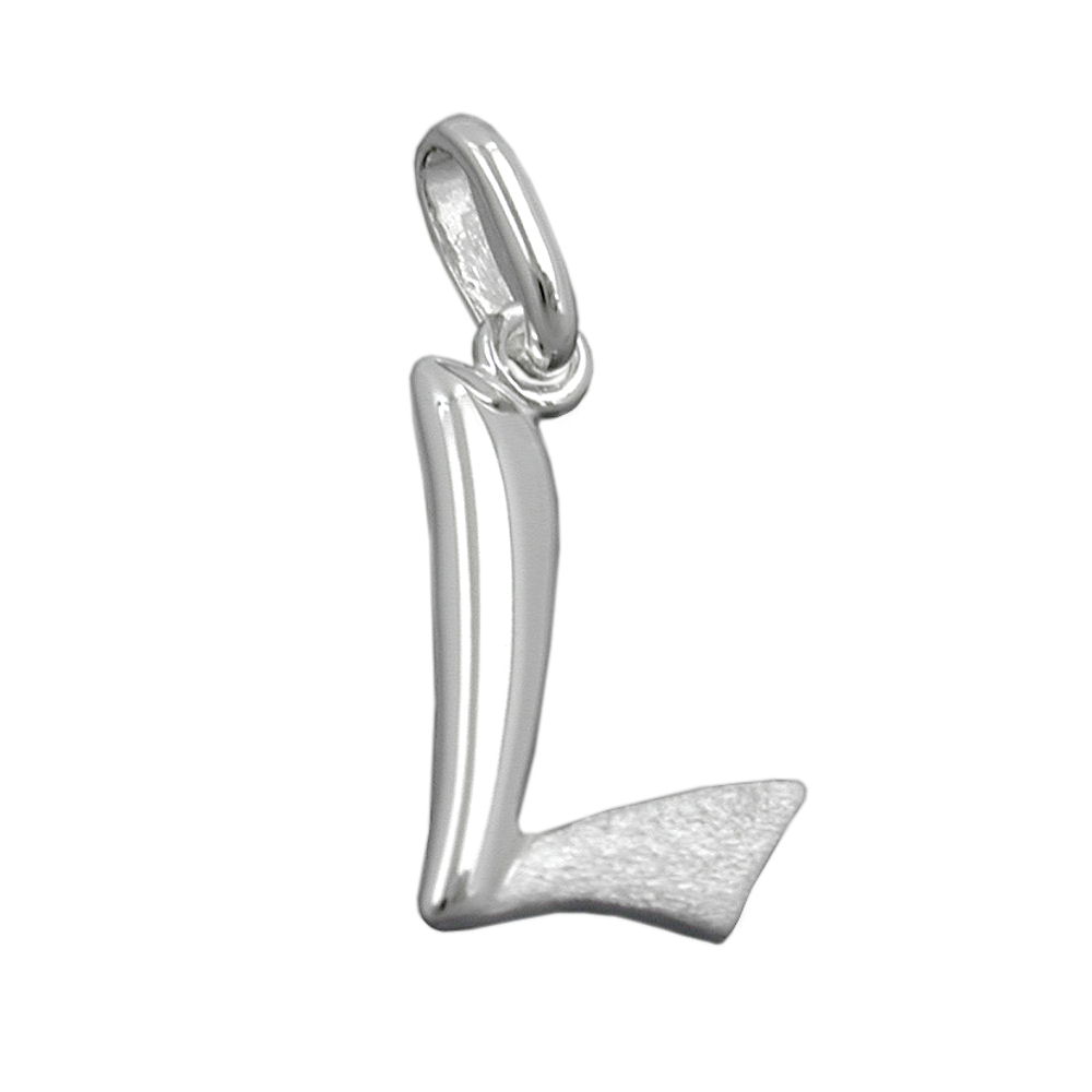 Pendentif argent 925 initiale L finition bicolore mat et brillant