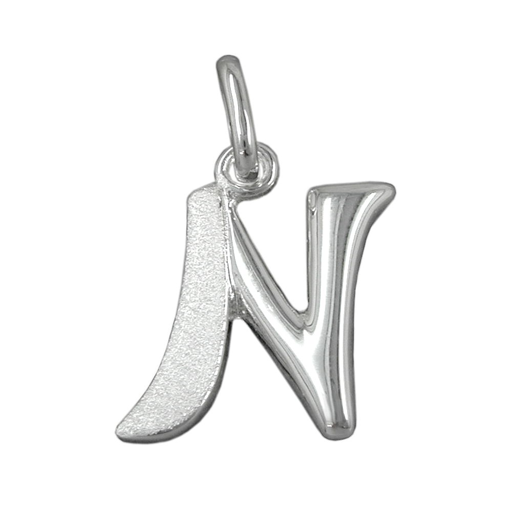 Pendentif initial N en argent 925 vue face