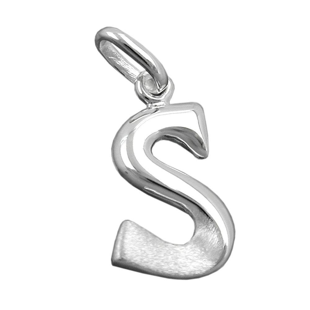 Pendentif initiale S en argent 925 brillant et mat