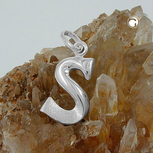 Bijou lettre S argent sterling vue de profil