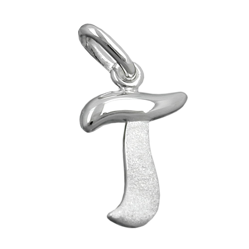 Pendentif argent 925 initiale T finition mate et brillante