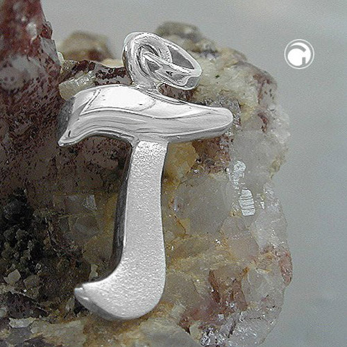 Pendentif lettre T en argent sterling vue de face