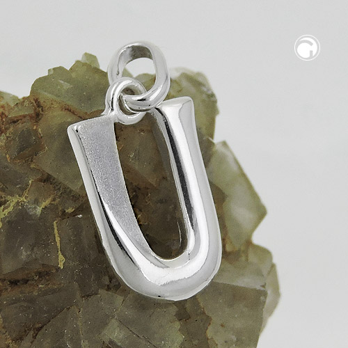 Pendentif initial U argent sterling vue de face
