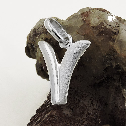 Bijou argent 925 lettre V pendentif vue de face