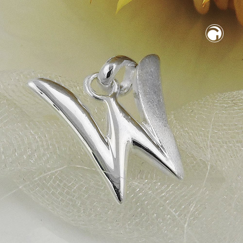 Bijou pendentif lettre W en argent sterling vue de face