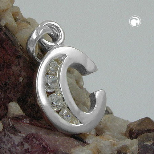 Bijou argent sterling lettre C avec zircone scintillante