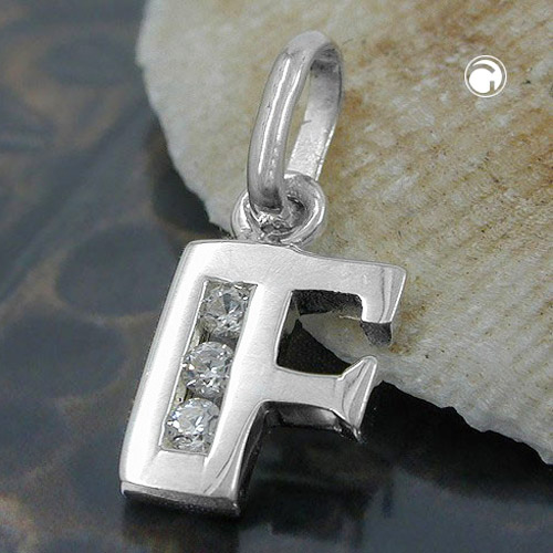 Pendentif initiale F en argent sterling orné de cristaux