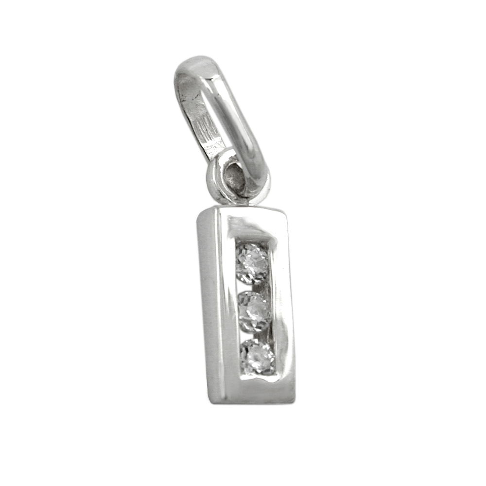Pendentif initiale I en argent 925 avec zirconium