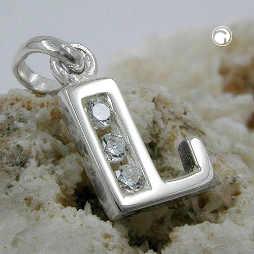 Bijou argent sterling initiale L brillant