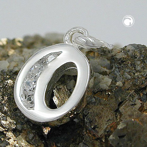 Bijou lettre O argent sterling serti de zirconium