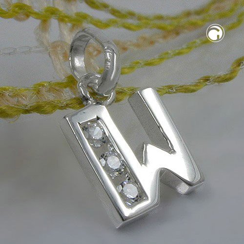 Bijou initiale W en argent sterling orné de cristaux