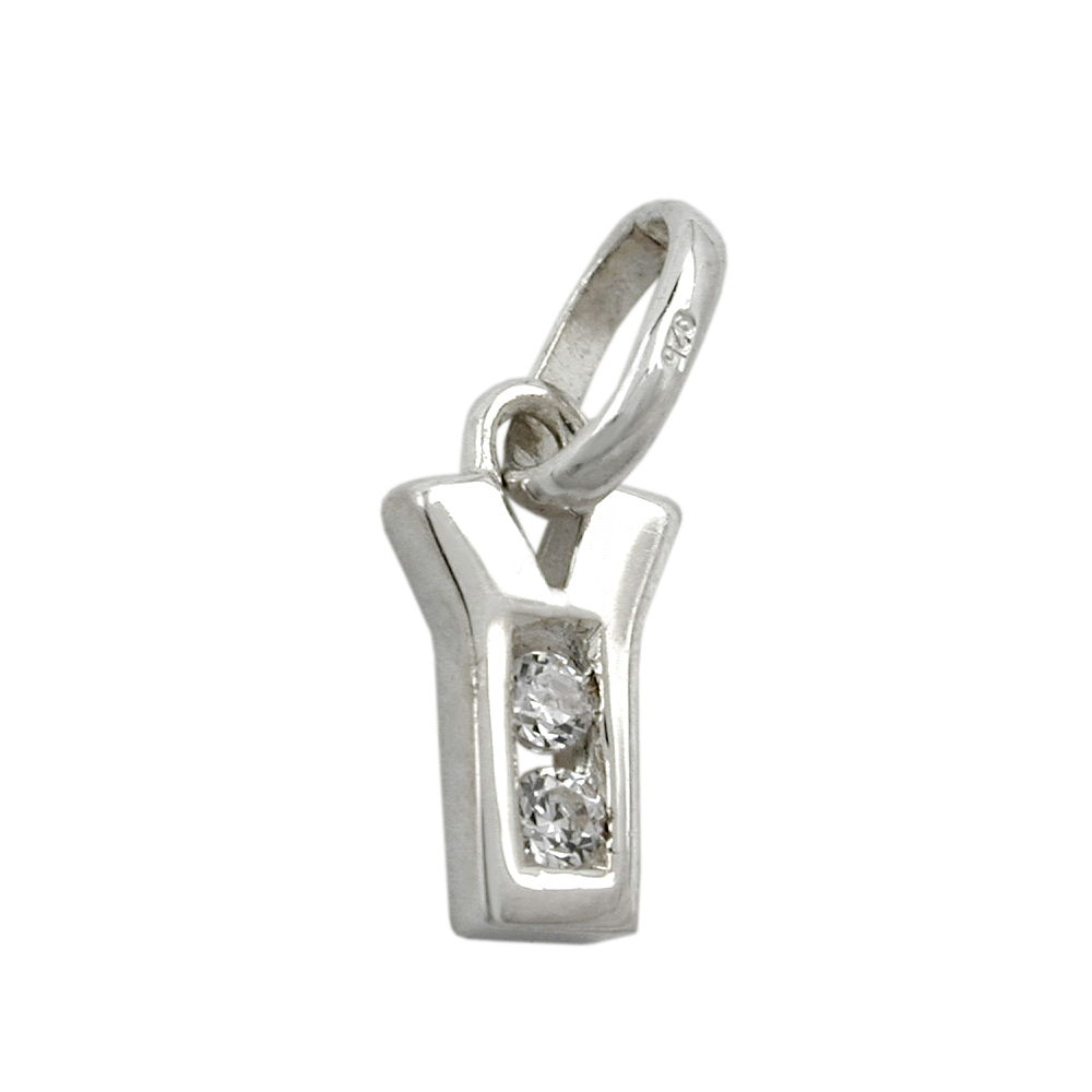 Pendentif initiale Y en argent 925 avec zirconias