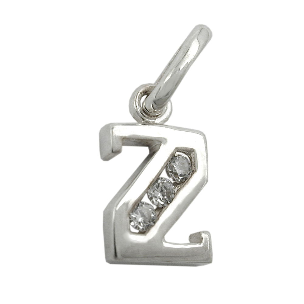Pendentif argent 925 lettre Z avec zirconium cristal