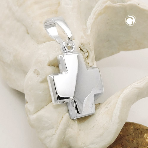 Croix en argent 925/000 vue de face, bijou religieux