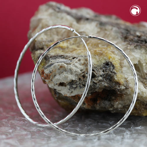 Paire de boucles d'oreilles hoop argent sterling 50 mm