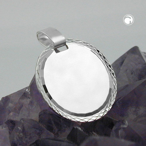 Pendentif argent sterling rond mat pour gravure personnalisée