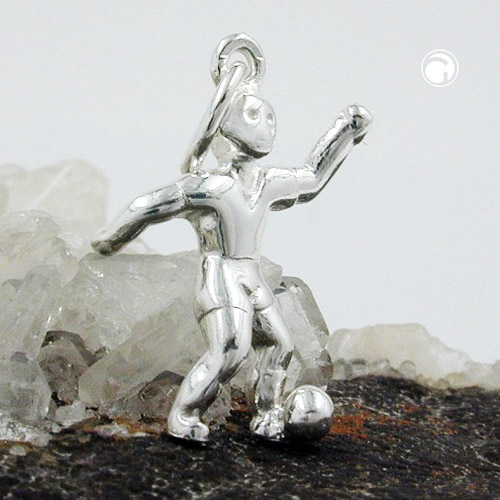 Pendentif argent sterling joueur football détail