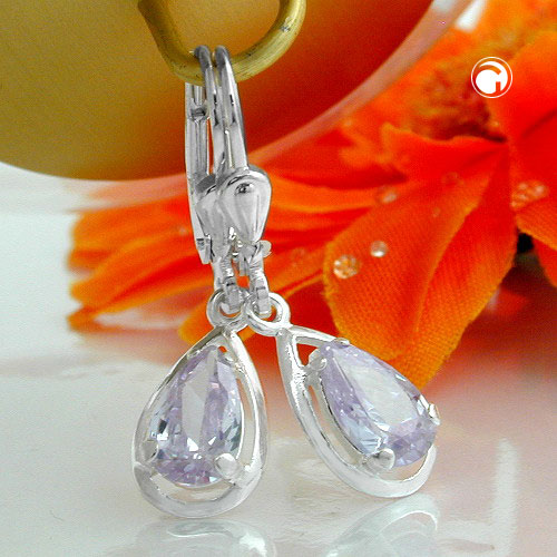 Paire de boucles d'oreilles argent sterling ornées de cristaux violets