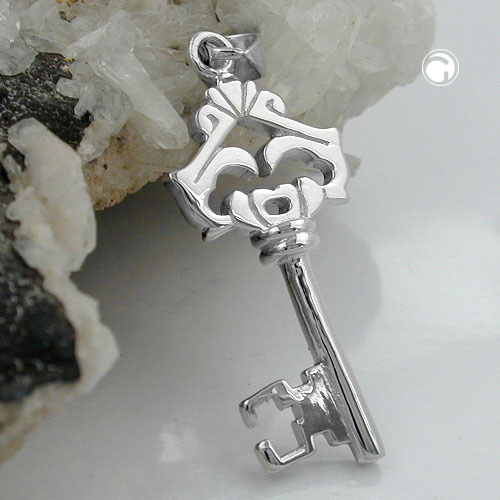 Pendentif clé en argent sterling massif, vue de face