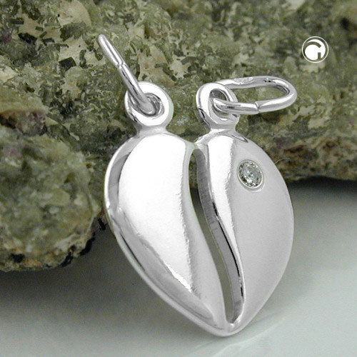 Bijou argent 925 moitié coeur séparable vue détaillée