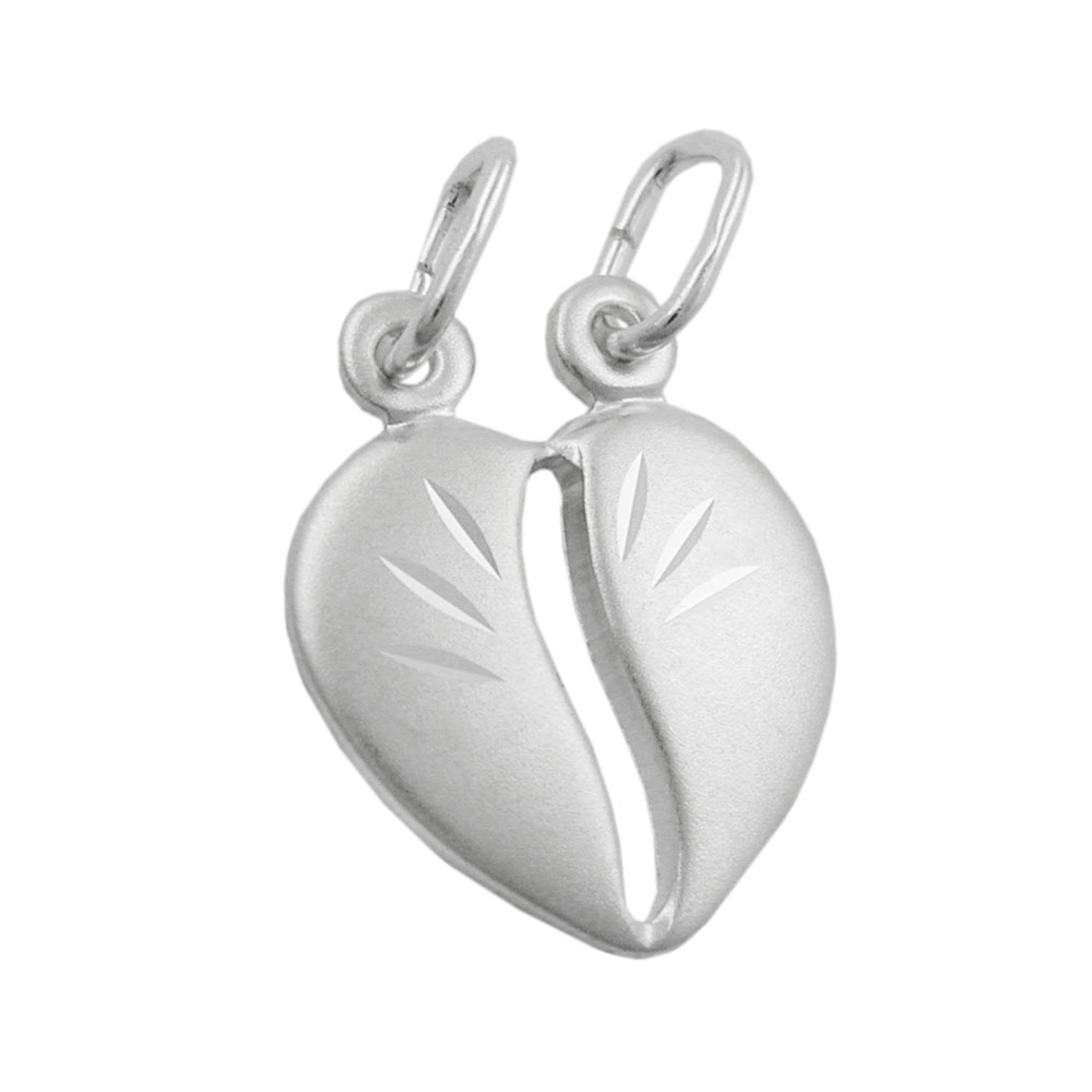 Pendentif argent 925 cœur séparable moitié gauche