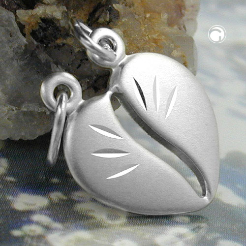 Pendentif argent 925 cœur séparable moitié droite