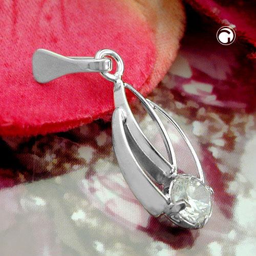 Pendentif argent sterling zirconium blanc, détail de la pierre