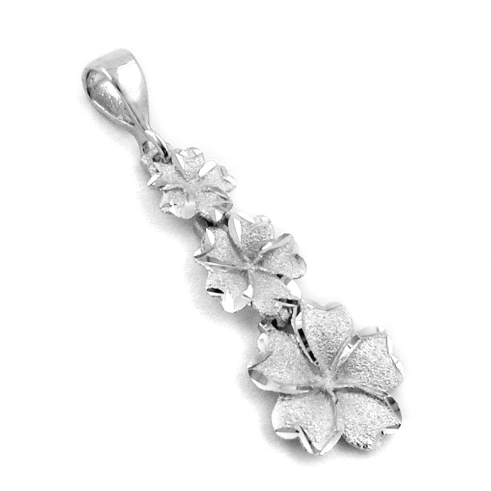 Pendentif argent 925 trois fleurs rhodié finition mate