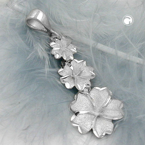 Pendentif fleurs argent sterling vue de côté