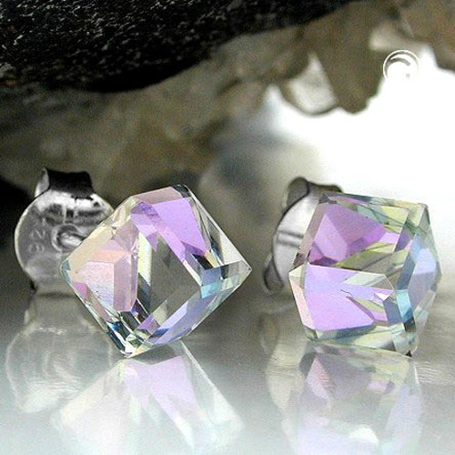 Paire de boucles d'oreilles argent sterling cristal scintillant