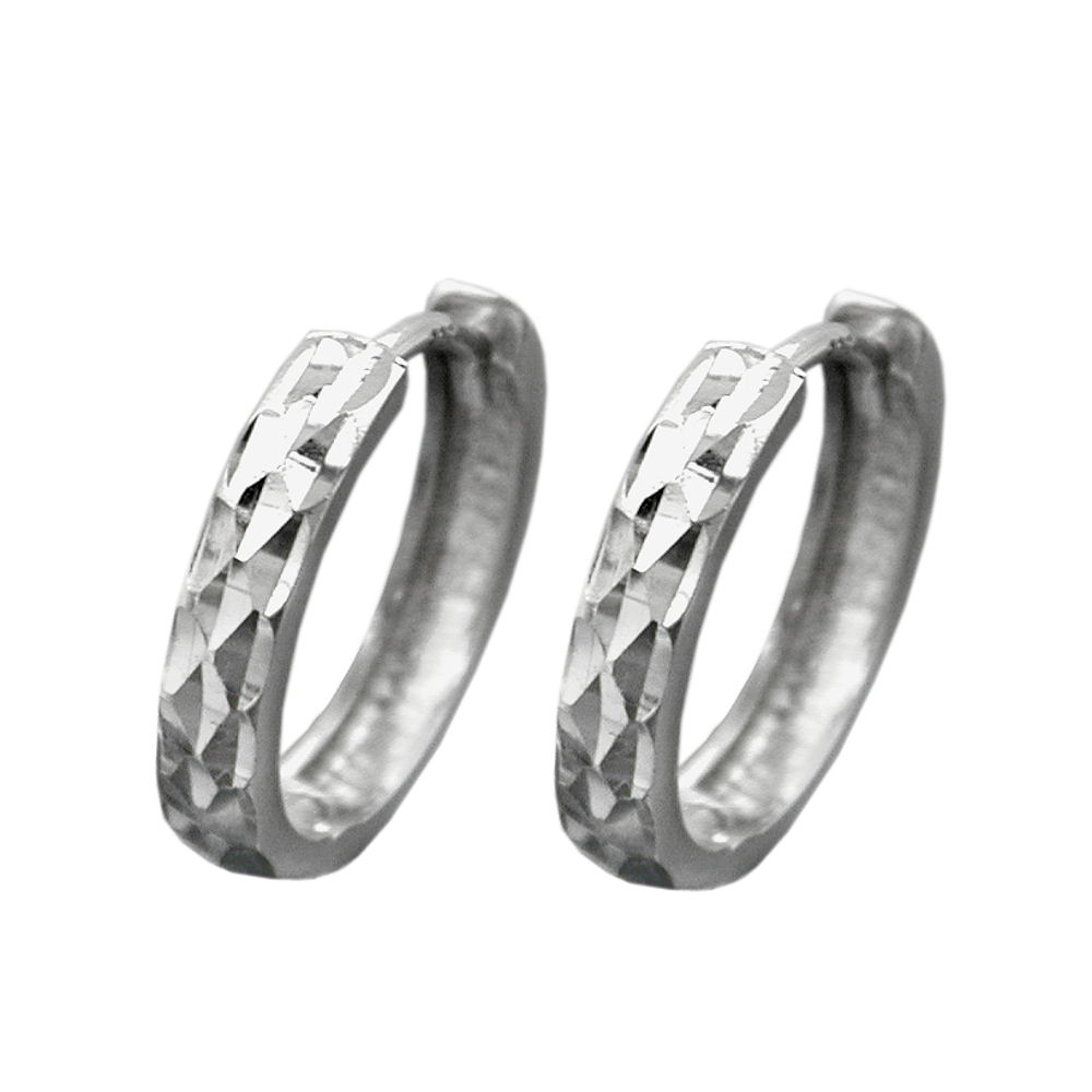 Boucles d'oreilles argent 925 diamant ciselé