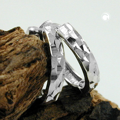 Créoles argent sterling diamant taille 13x2,6mm